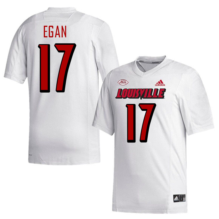 Men #17 Travis Egan Louisville Cardinals College Football Jerseys Stitched-White
